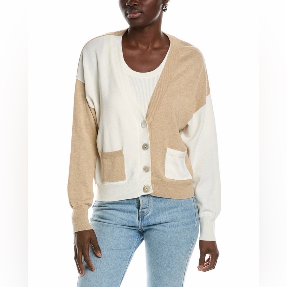 WISPR Half And Half Silk-blend Cardigan In Neutral Size Medium NEW